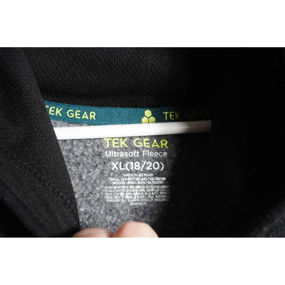 Tek Gear Ultrasoft Fleece Hoodie Size XL 18/20 Sporty Charcoal Black Pullover